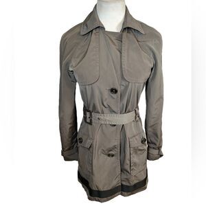 Tommy Hilfiger Trench Coat Long Raincoat Belt Gray Grey Waterproof Jacket Spring